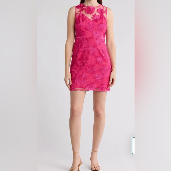 Sam Edelman Dresses & Skirts - Sam Edelman Embroidered Sleeveless Hot Pink Sheath Dress Size 12 NWT
